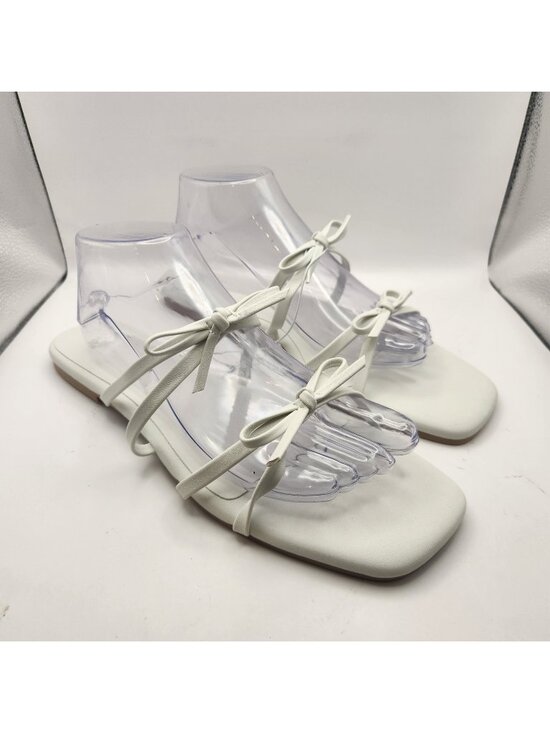 wild fable Shoes - Wild Fable White Sandal Strappy Bows Mule Flats Womens US 11 NEW